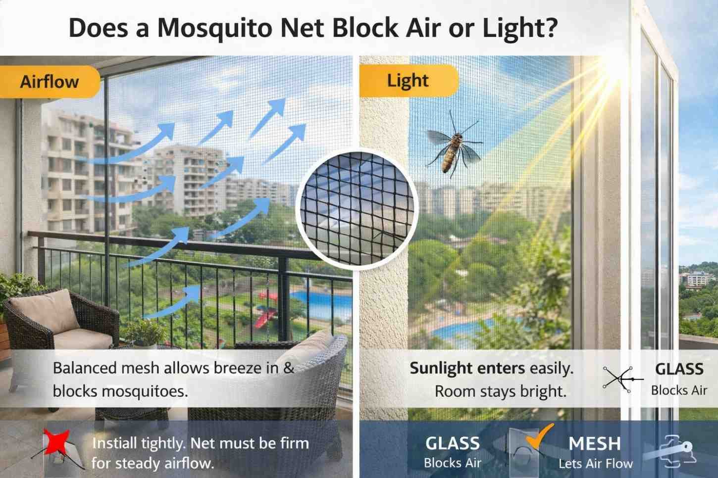 Does a Mosquito Net Block Air or Light? - Shows air passing through mesh