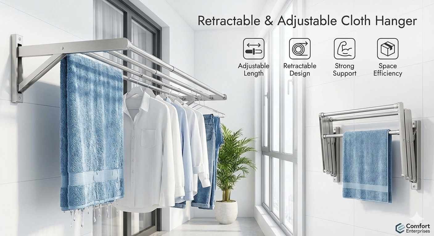 Retractable and Adjustable Cloth Hanger