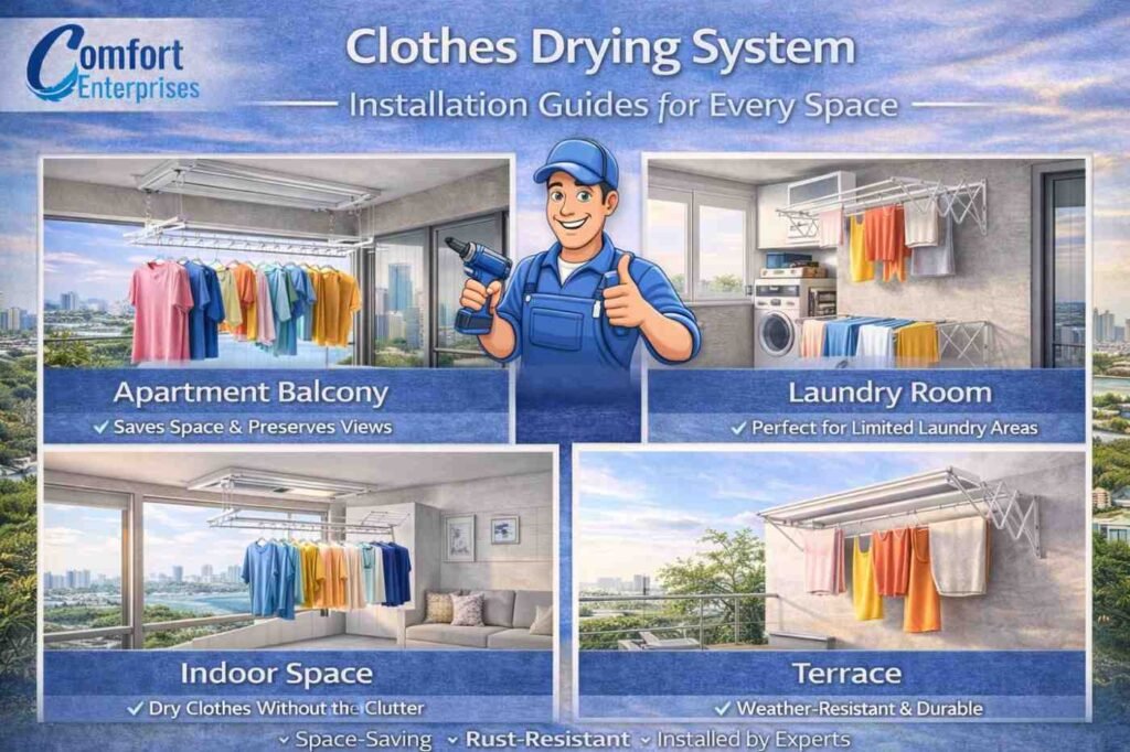 Clothes drying system installation Guides for Every Space